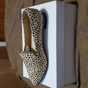 Cheetah print women's flat casual loafer style shoe